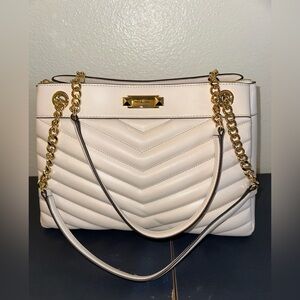 Michael Kors Cream Quilted Bag with Gold Chain